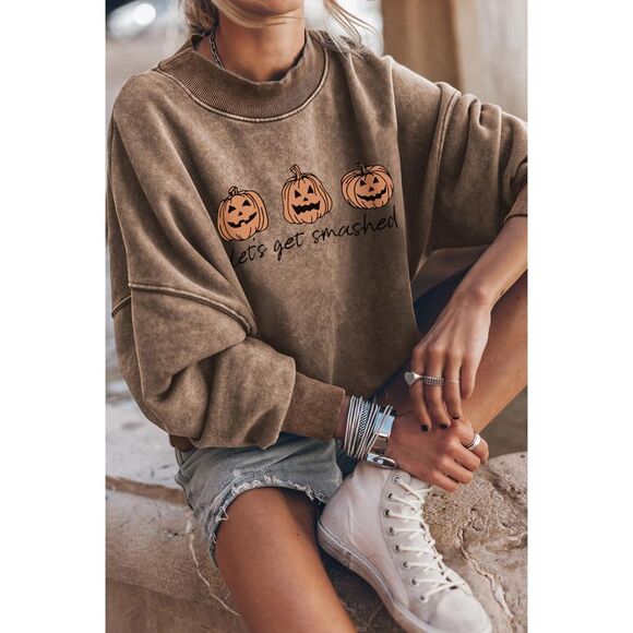 Azura Exchange  Lets Get Smashed Halloween Pumpkin Graphic Sweatshirt - Picture 4 of 4